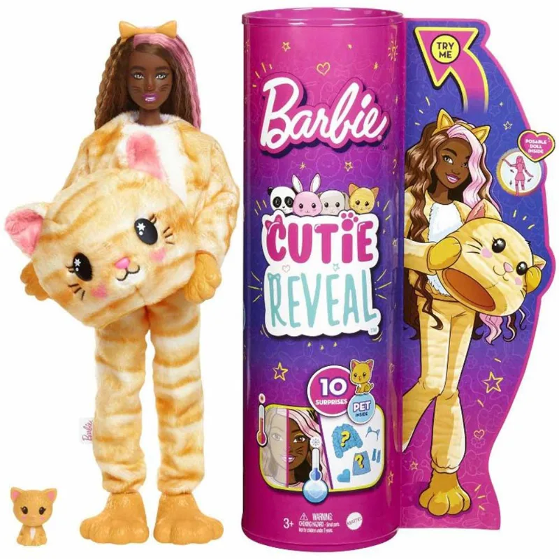 Boneca Articulada - Barbie Cutie Reveal - Gatinha - 10 Surpresas - Mattel