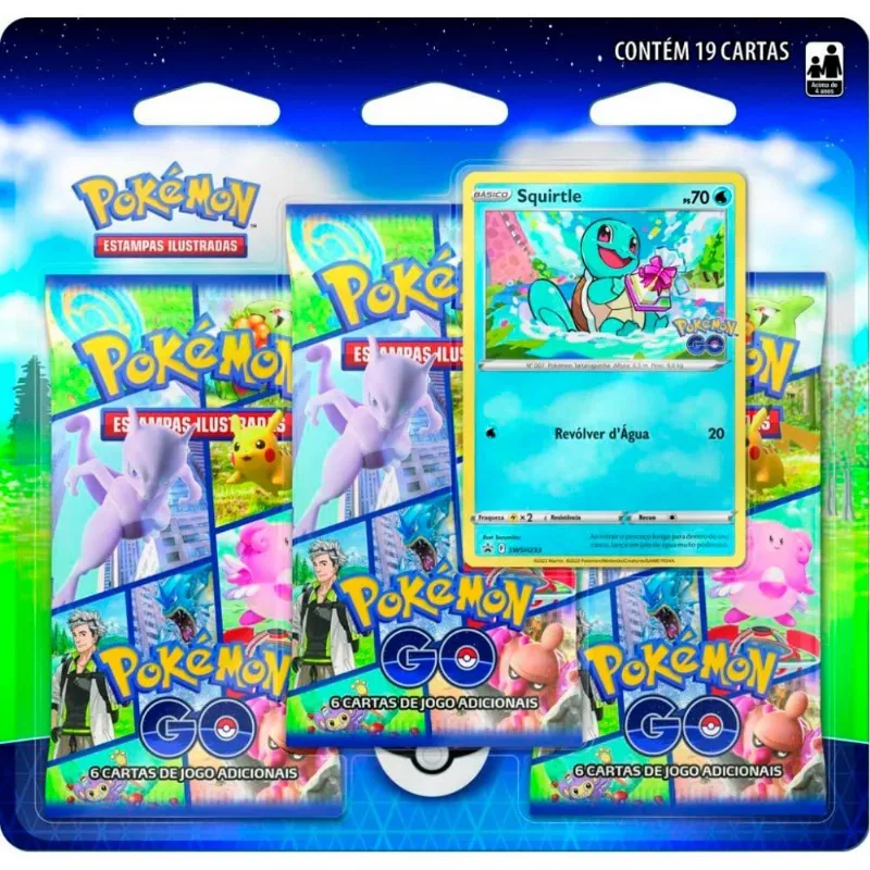 Jogo de Cartas - Pokemon Go - Blister Triplo - 19 Cartas - Squirtle - Copag