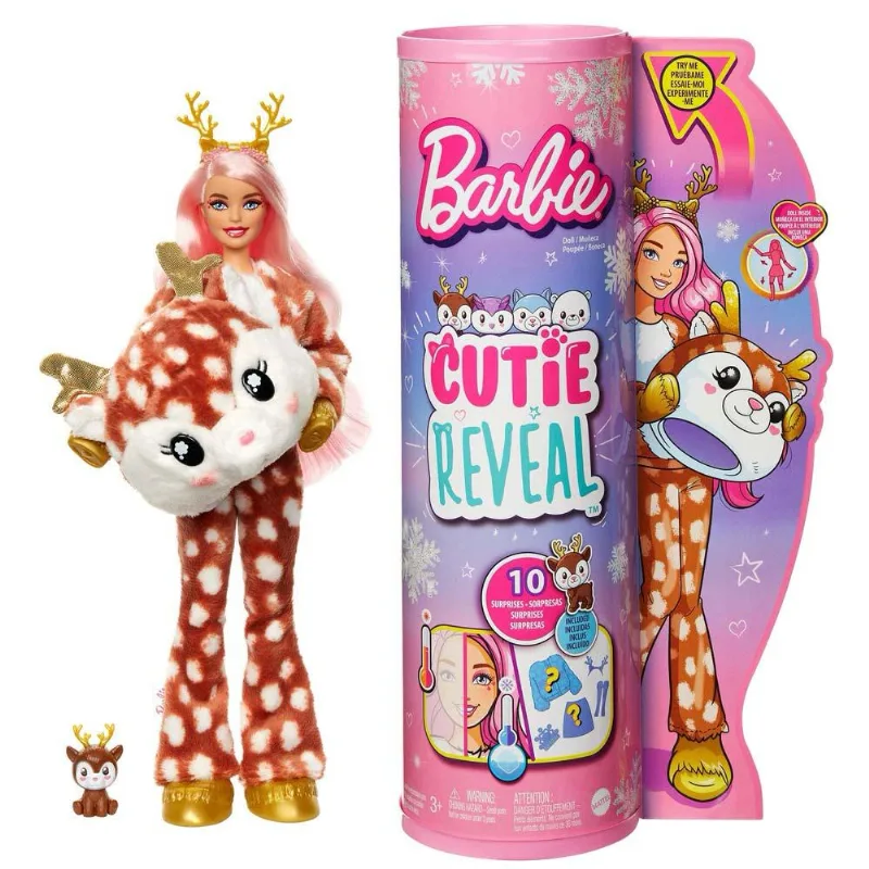 Boneca Articulada - Barbie Cutie Reveal Inverno - Rena - Mattel