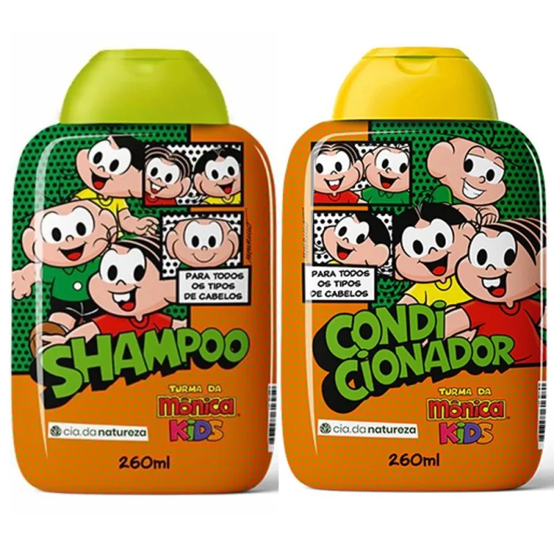 Kit Mônica Todos os Tipos de Cabelo - Shampoo e Condicionador - Cia Da Natureza - Dermo E Beleza