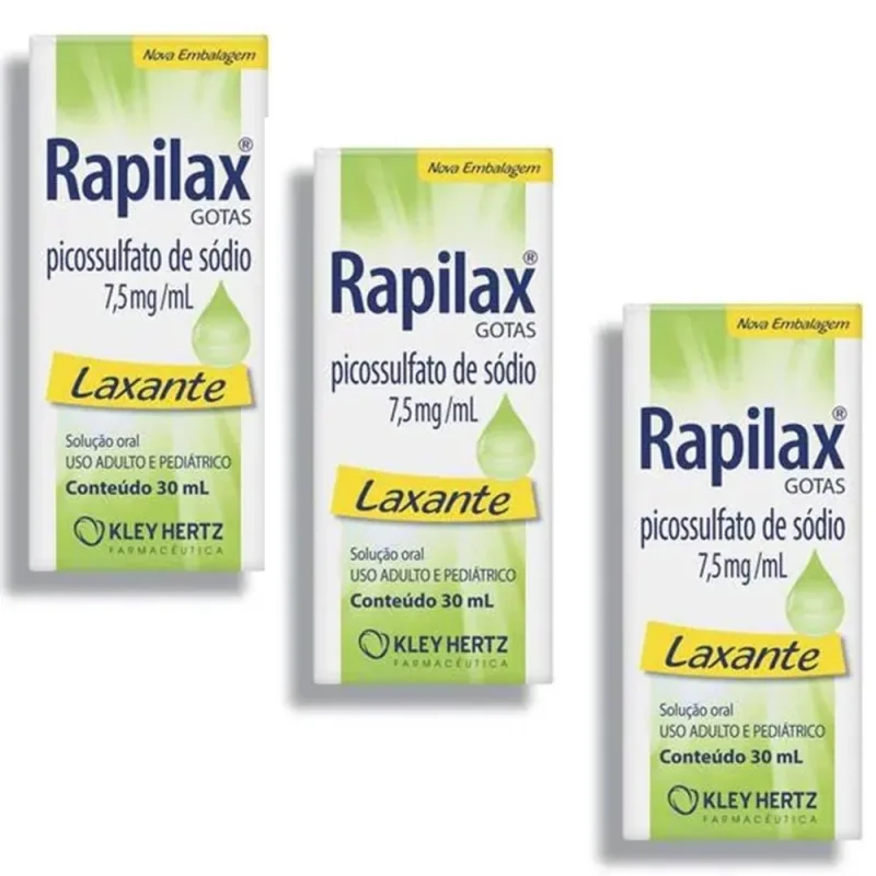 Rapilax Gotas Kley Hertz Laxante 30ml - Kit 3un - Hertz - Suplemento Alimentar