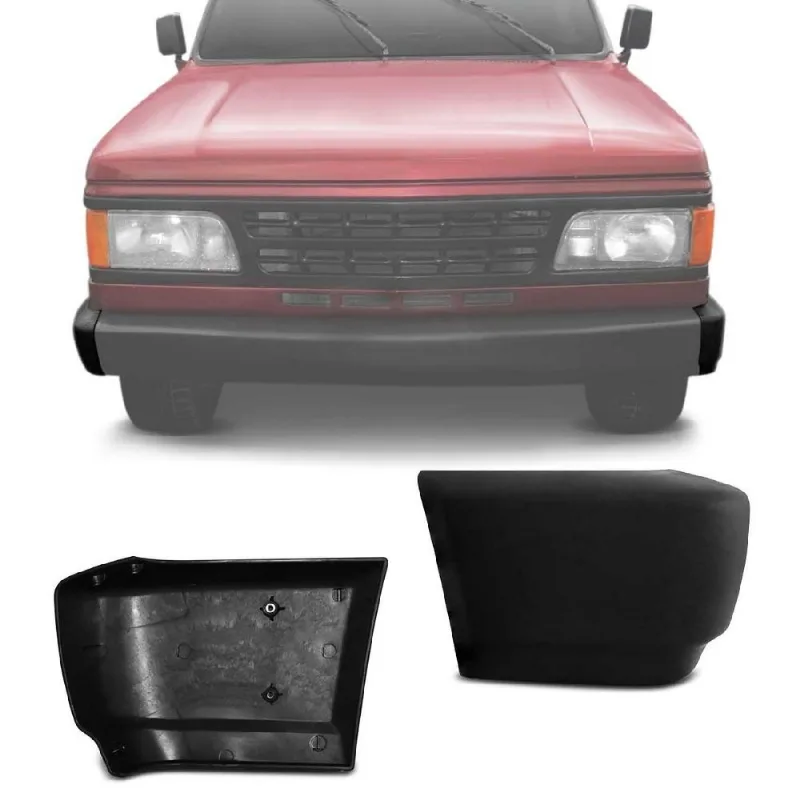 Ponteira Parachoque Dianteiro Polaina D20 85 86 87 88 89 90 Preto - Lado Esquerdo Motorista