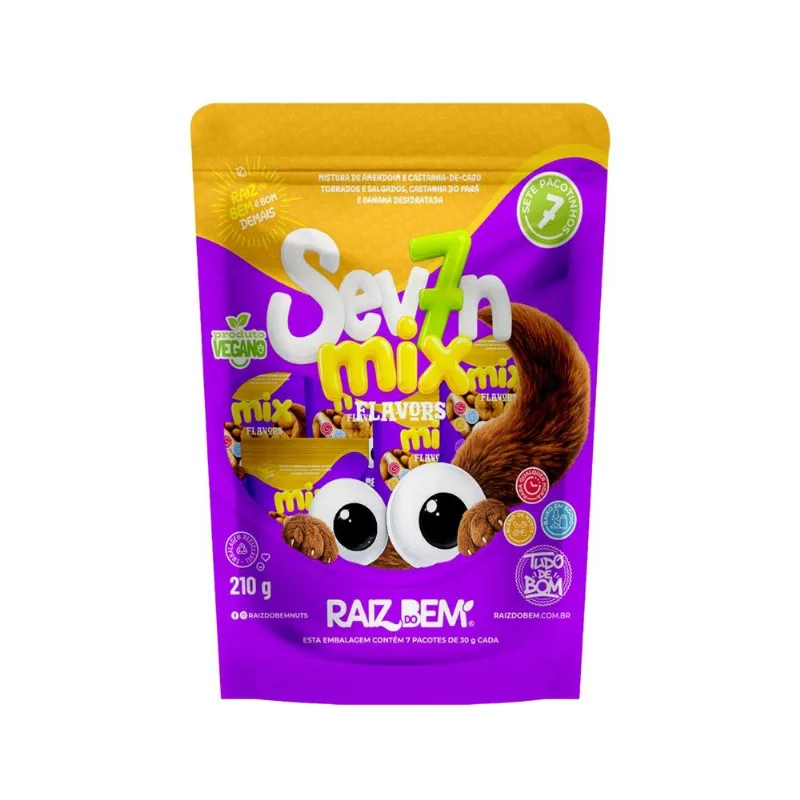 Mix de Amendoim e Castanha Seven Mix Raiz do Bem 210g