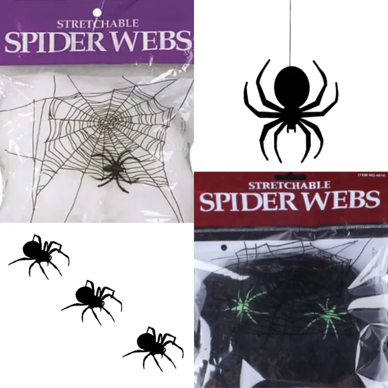 Teia de Aranha Branca e Preta Kit Teia Halloween Decorativa c/2 uni Decoracao para Festa Tematica Dia das Bruxas