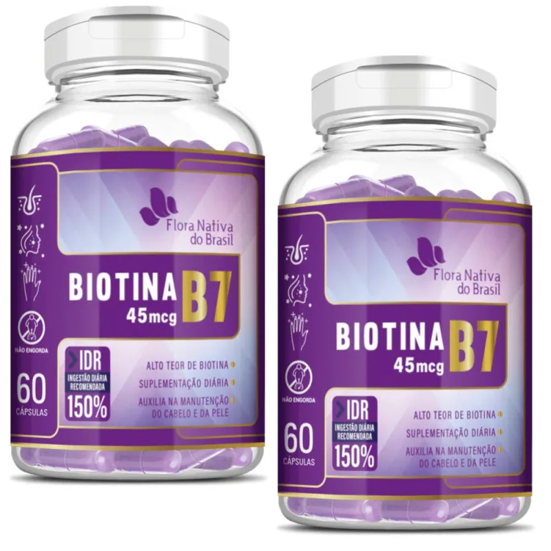 KIT 2X Biotina (Vitamina B7) 60 cápsulas - Flora Nativa - Flora Nativa