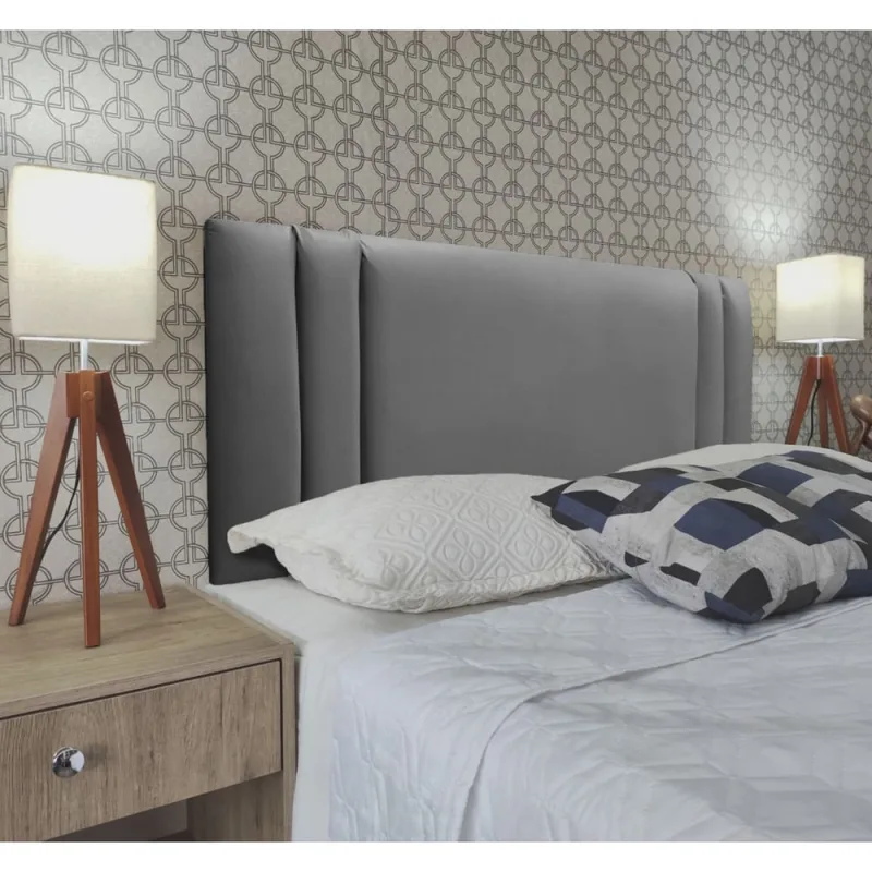 Cabeceira King Estofada Double Corano Cinza 195 x 60 rbl - Não Disponível - Móveis
