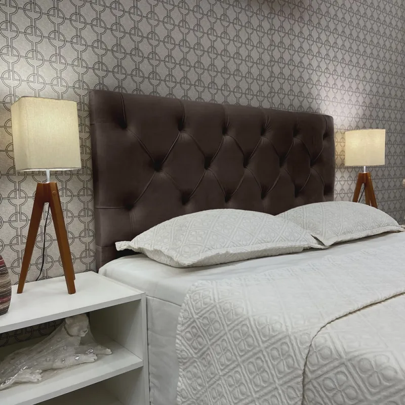 Cabeceira King Estofada Cannes Suede Marrom 195 x 60 rbl - Não Disponível - Móveis