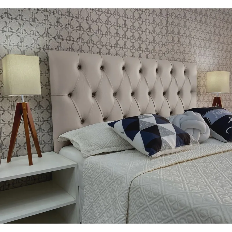 Cabeceira King Estofada Luna Corano Bege 195 x 60 rbl - Não Disponível - Móveis