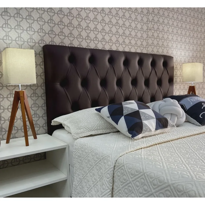 Cabeceira King Estofada Luna Corano Marrom 195 x 60 rbl - Não Disponível - Móveis