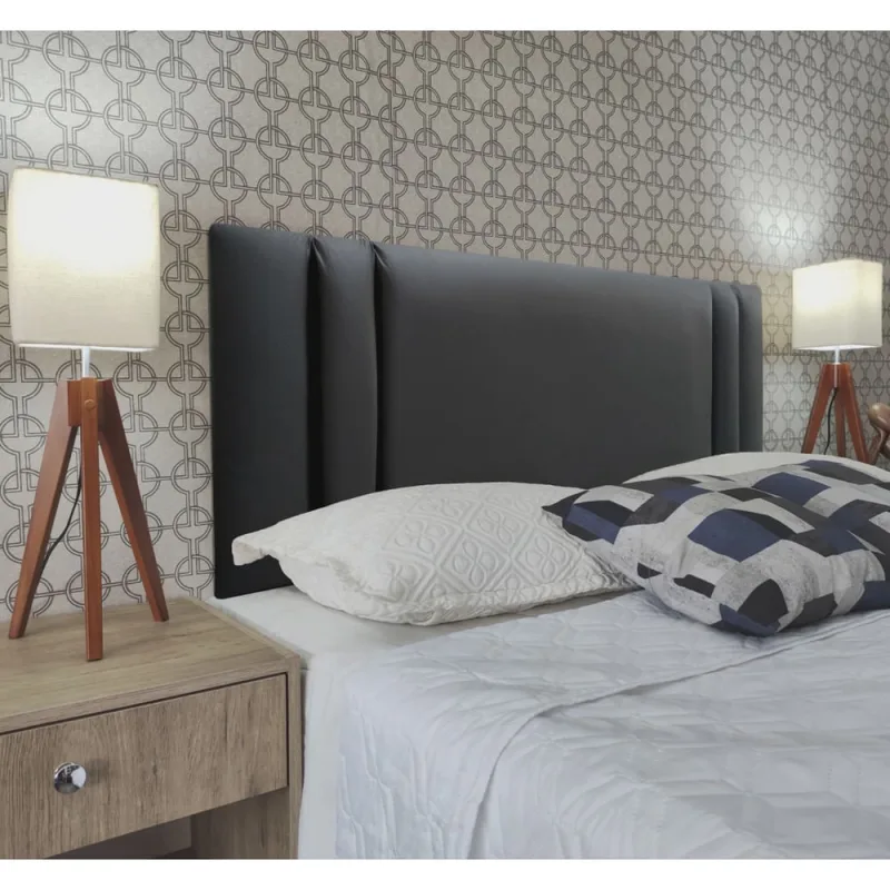 Cabeceira King Estofada Double Corano Preto 195 x 120 rbl - Não Disponível - Móveis