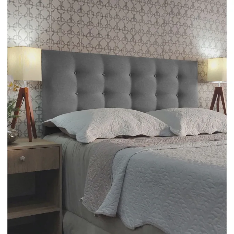 Cabeceira King Estofada Viena Linho Cinza 195 x 60 rbl - Não Disponível - Móveis