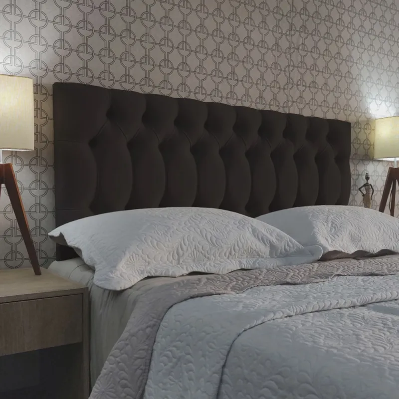 Cabeceira King Estofada 1896 Suede Marrom 195 x 60 rbl - Não Disponível - Móveis