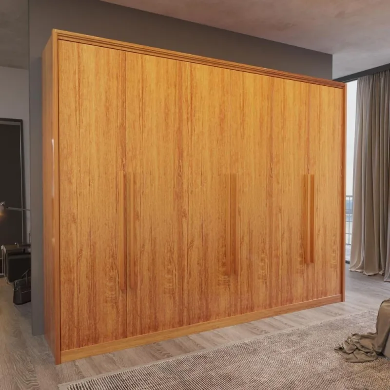 Guarda Roupa Casal Monza 6 Portas de Bater 6 Gavetas MDF Laqueado Naturale 274CM Bom Pastor Móveis - OUTRAS