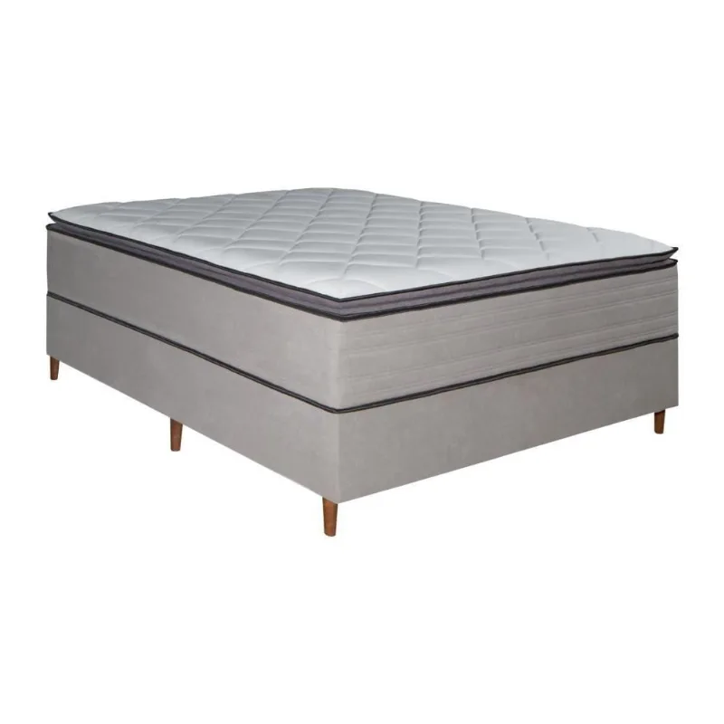 Colchão Casal Molas Ensacadas Vision D45 com Pillow Top Cinza Bom Pastor Móveis