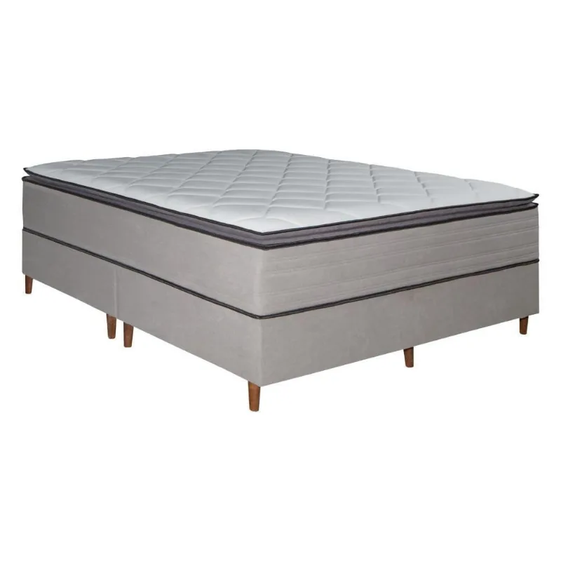 Colchão Queen Molas Ensacadas Vision D45 Pillow Top Americano Cinza Bom Pastor Móveis