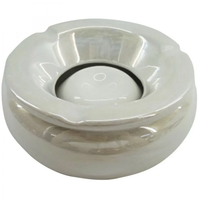 Cinzeiro Cerâmica Elegante 6,2cmx16,5cmx16cm Branco Perolado