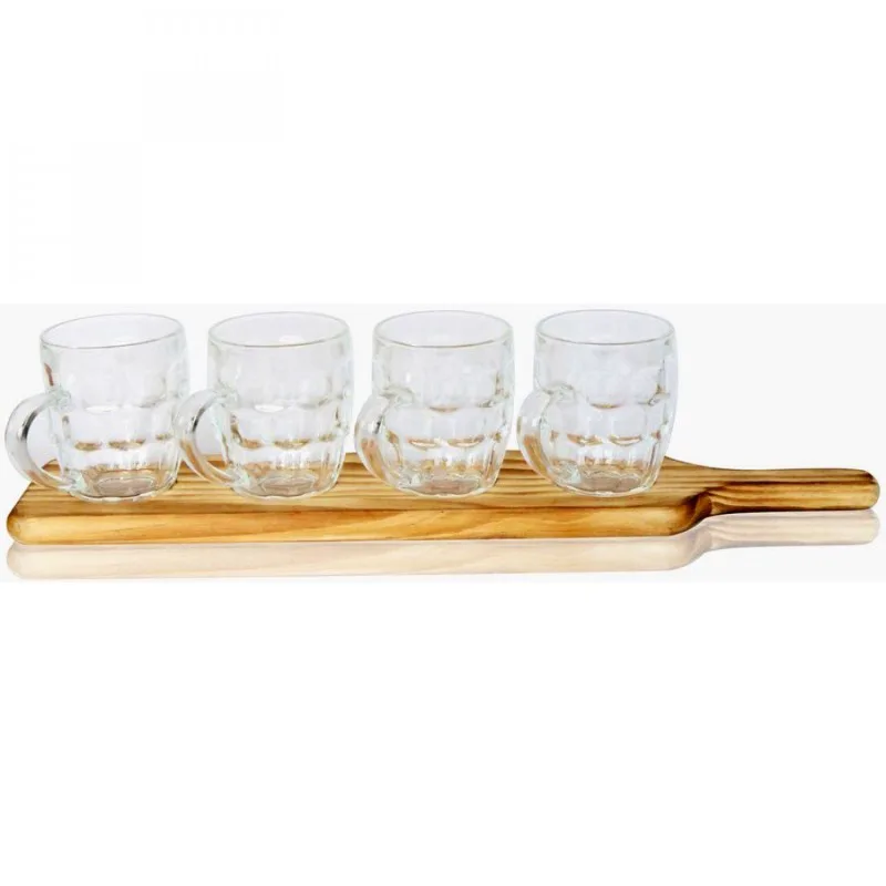 Conjunto Mini Canecas com Tábua Chopp Tastes 5 Peças Urban Transparente - Urban - Utilidades Domesticas