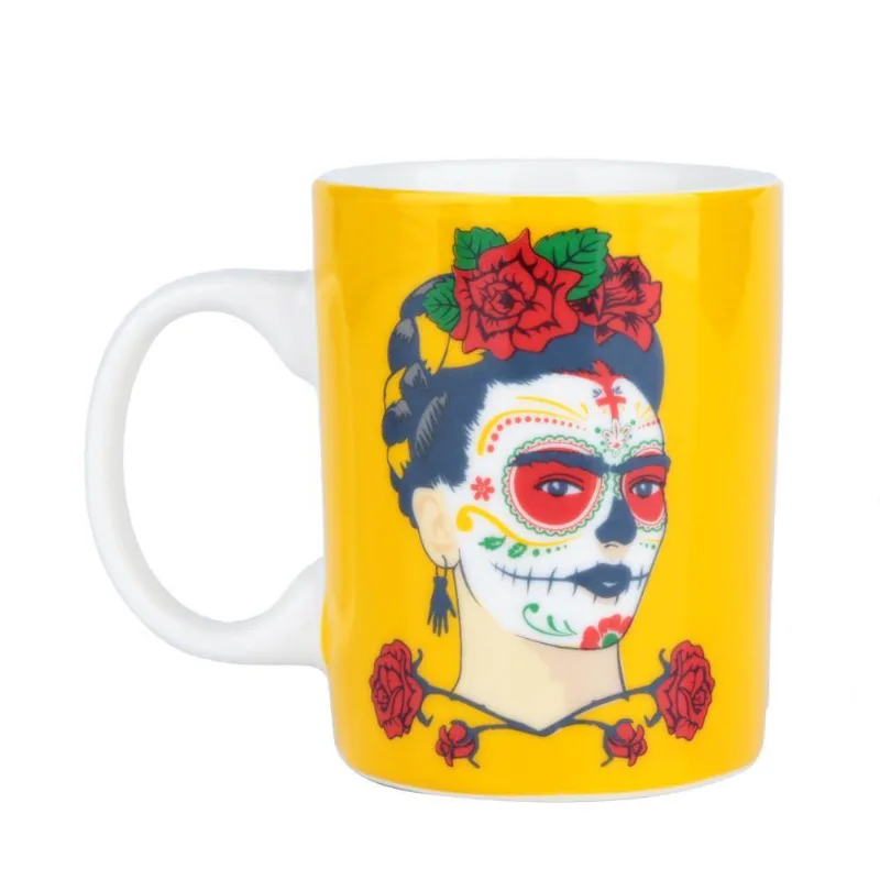 Mini Caneca Cerâmica Fk Face Fd Amarelo 6,2X6,2X7,3cm - 140ml