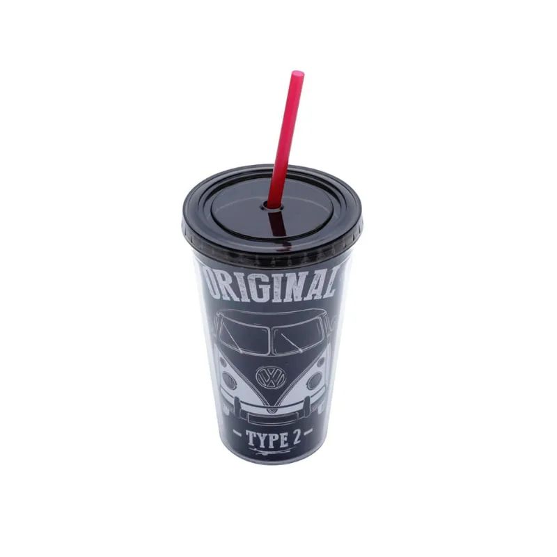 Copo em plástico com canudo Urban Kombi 500ml preto