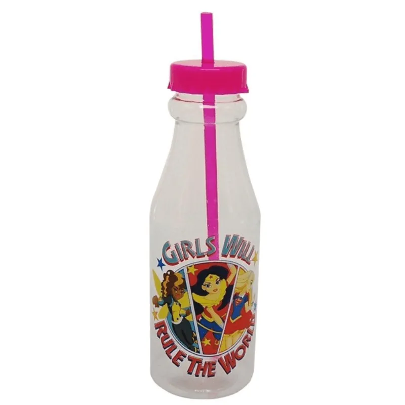 Garrafa de Plástico com Canudo Heroes Girls