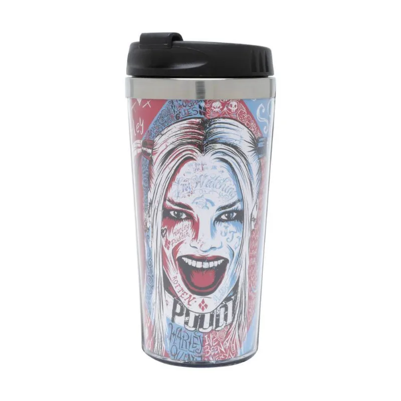 Copo Térmico Plástico Wb Sq Harley Quinn Graffiti Colorido 8,5X17,5cm