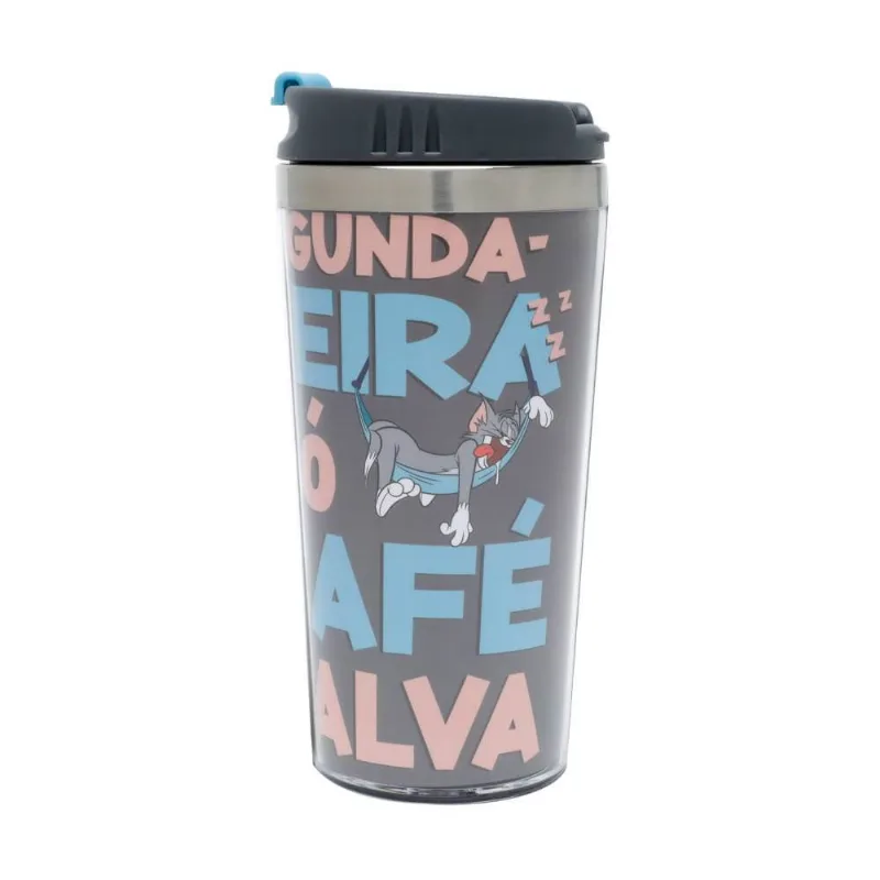 Copo Térmico Plástico Wb Hb Tom And Jerry Coffee Saves Cinza 8,5X17,5cm FORA DE LINHA Copo Térmico Plástico Wb Hb Tom And Jerry Coffee Saves Cinza 8,5X17,5cm