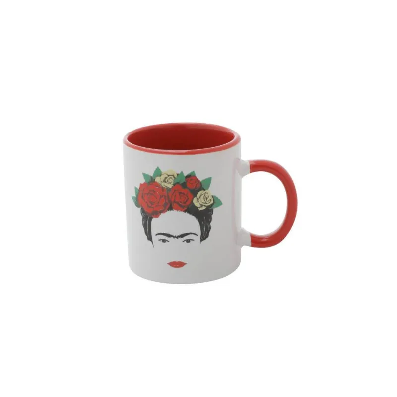 Mini Caneca Porcelana Fk Head And Flowers Branco 6,7X6,7X7,3cm - 140ml