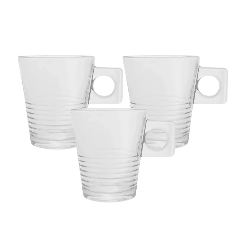 CONJUNTO 3 XICARAS P/CHA DE VIDRO LIMA 200ML