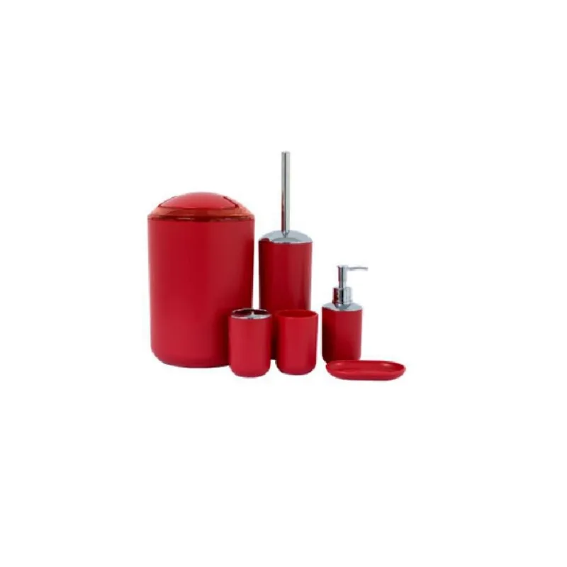 Kit Banheiro Com 6 Peças Vermelho