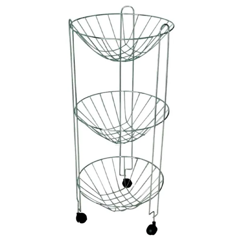 Fruteira 3412ARF 3 Andares Arame Galvanizado com Rodas Inox Aramefer - ARAMEFER - Utilidades Domesticas