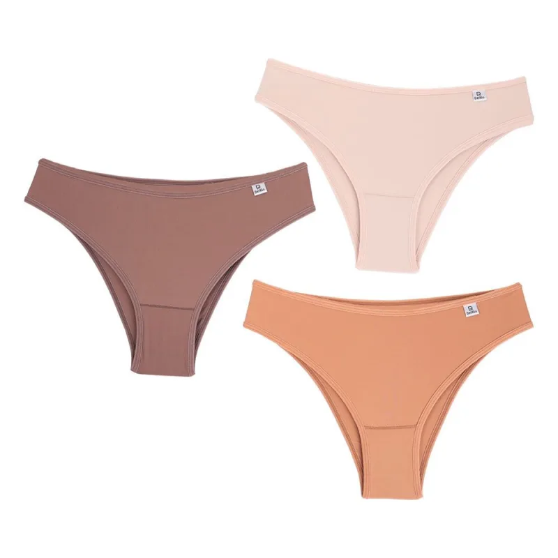 Kit 3 Calcinhas Biquíni DelRio Microfibra Amêndoa Capuccino Areia - DelRio - Moda