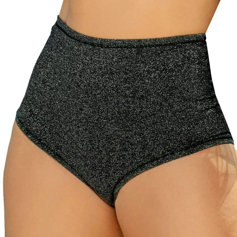 Calcinha Cintura Alta DelRio Lycra Lurex Preta - Não Disponível - Moda