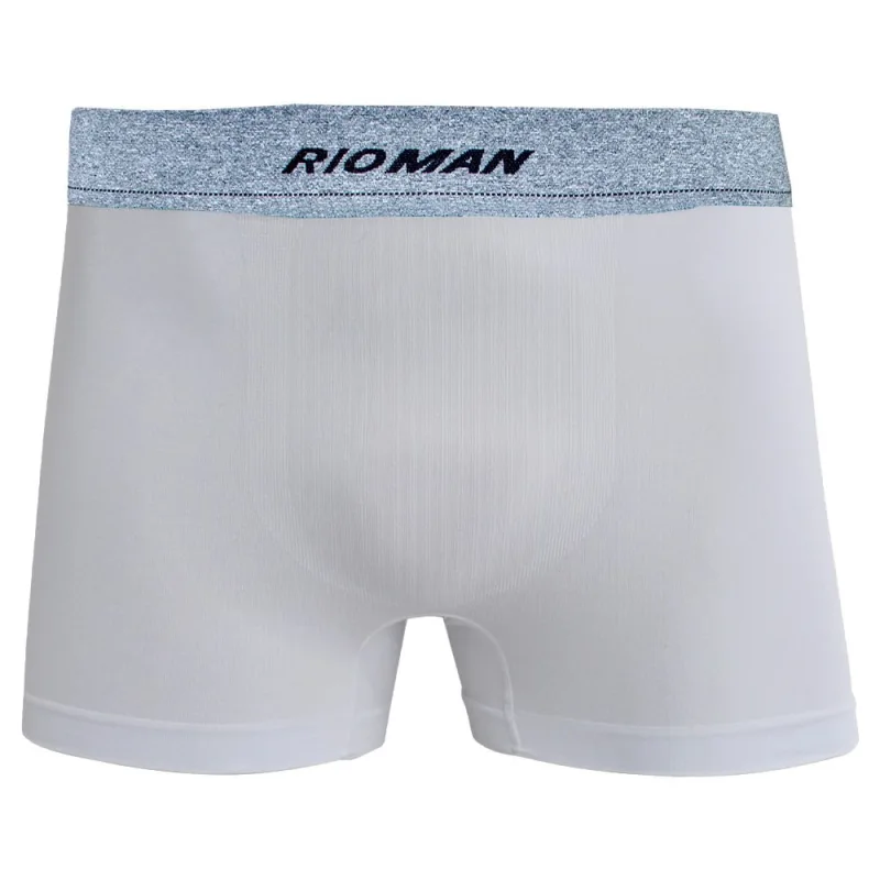 Cueca Boxer Sem Costura Rio Man Poliamida Branco com Cinza - Não Disponível - Moda