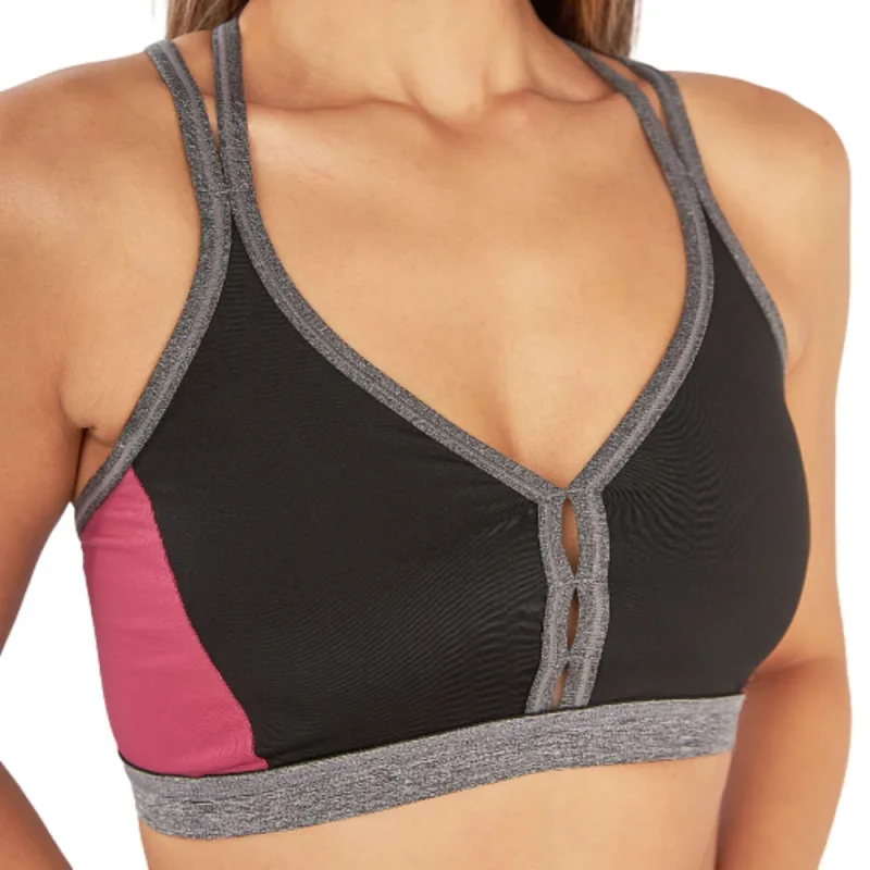 Top Esportivo Feminino DelRio Delfit Poliamida Preto com Rosa - Não Disponível - Moda