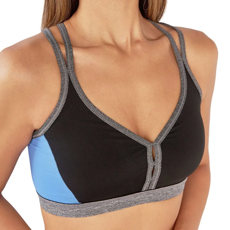 Top Esportivo Feminino DelRio Delfit Poliamida Preto e Azulclaro - Não Disponível - Moda