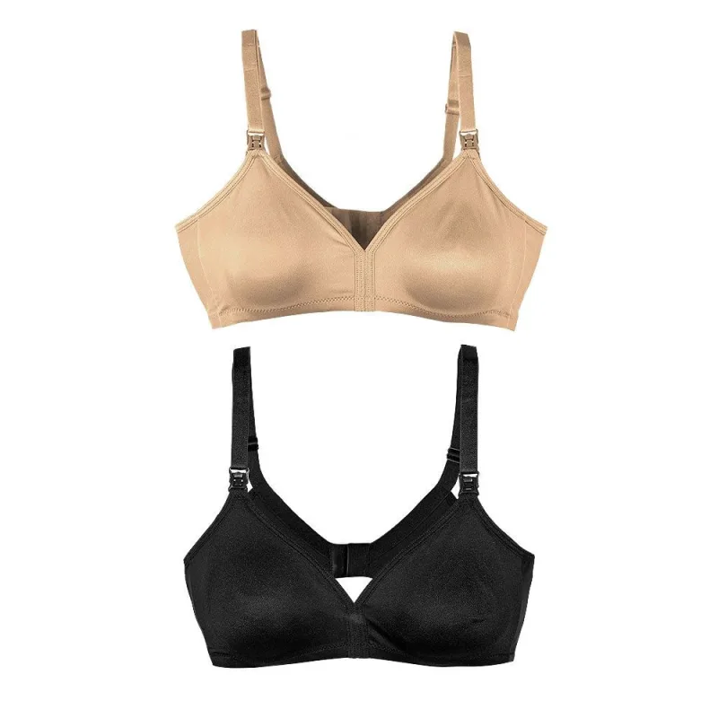 Kit 2 Sutiãs Amamentação DelRio Microfibra com Bojo Preto e Mousse - DelRio - Moda