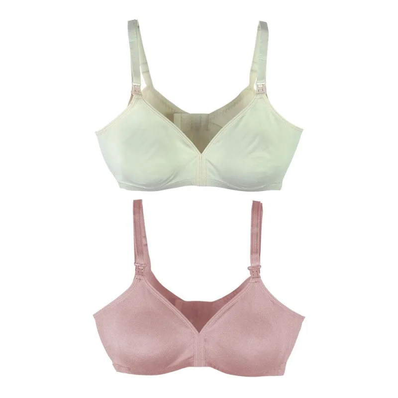 Kit 2 Sutiãs Amamentação DelRio com Bojo Microfibra Sensitive Natural e Rosado - DelRio - Moda