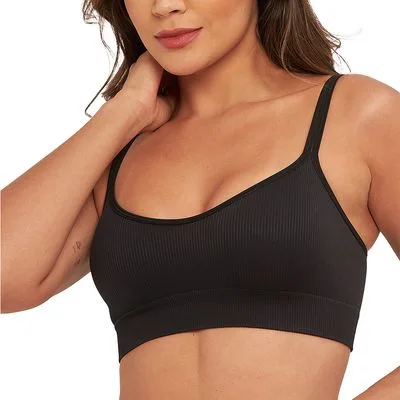 Top Seamless DelRio Microfibra Canelada Preto P - Não Disponível - Moda