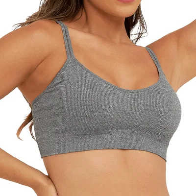 Top Canelado Sem Costura Poliamida e Elastano Mescla - Não Disponível - Moda