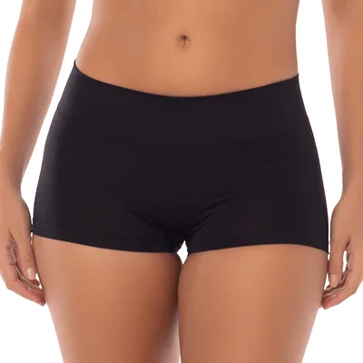 Calcinha Boxer Feminina Sem Costura Poliamida Preta M - Não Disponível - Moda