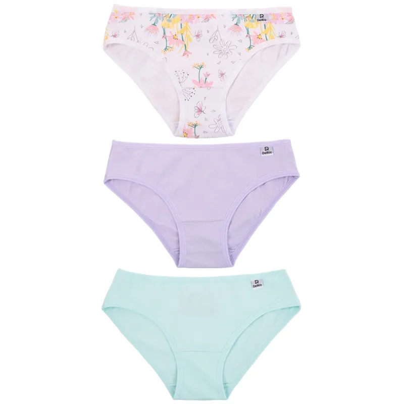Kit 3 Calcinhas Infantil Biquíni DelRio Kids Cotton Algodão - DelRio - Moda