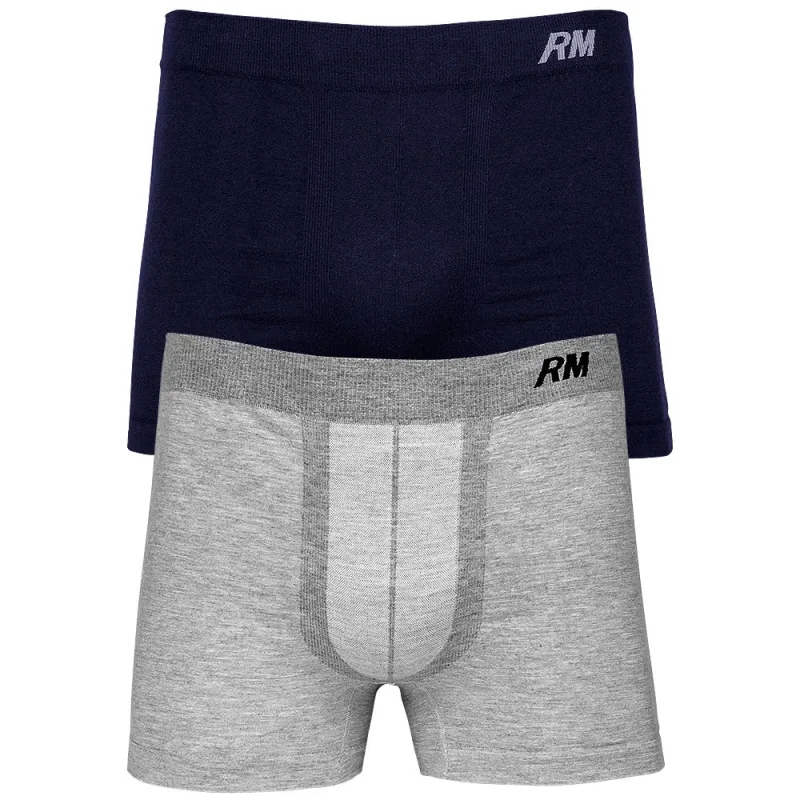 Kit 2 Cuecas Boxer DelRio RioMan Algodão Sem Costura Marinho e Mescla - DelRio - Moda