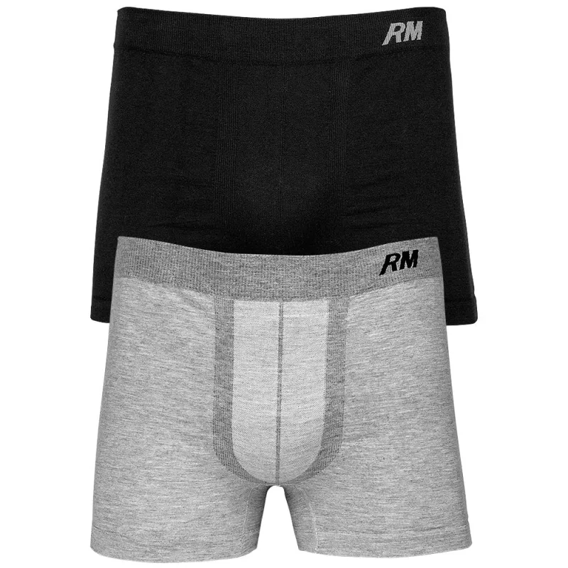 Kit 2 Cuecas Boxer DelRio Rioman Algodão Sem Costura Preto e Mescla - DelRio - Moda