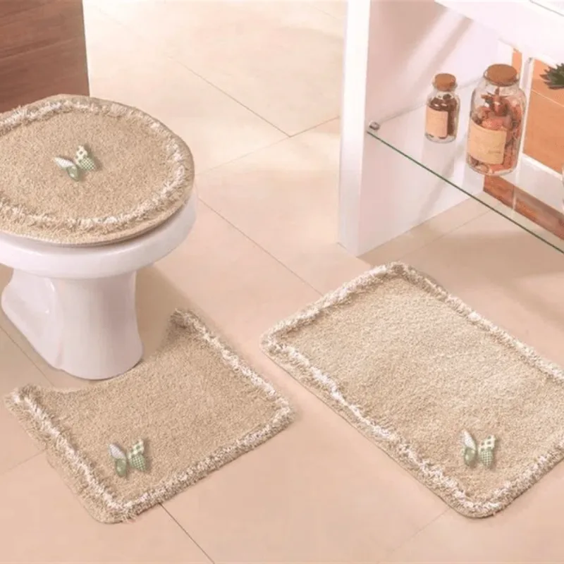 JOGO BANHEIRO COTTON DELICATO 3PCS CAQUI