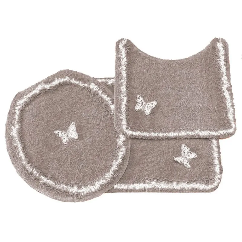JOGO BANHEIRO COTTON DELICATO 3PCS CINZA CLARO