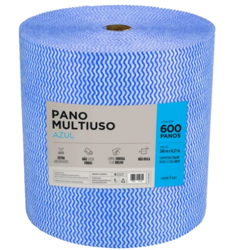 Pano De Limpeza Multiuso Bettanin 600 Panos Rolo 240 Metros Azul