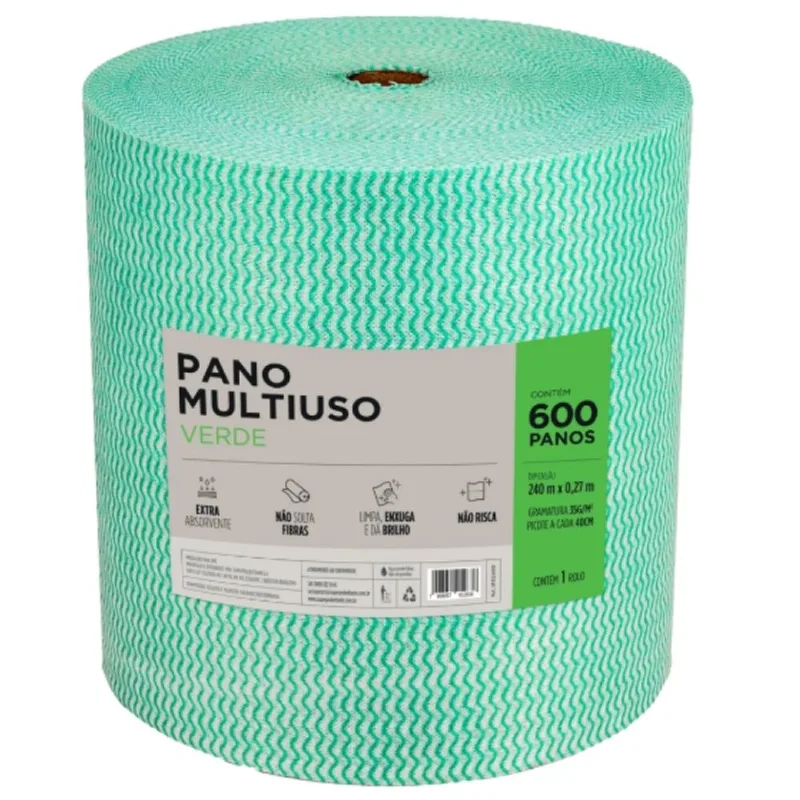 Pano De Limpeza Multiuso Bettanin 600 Panos Rolo 240 Metros Verde