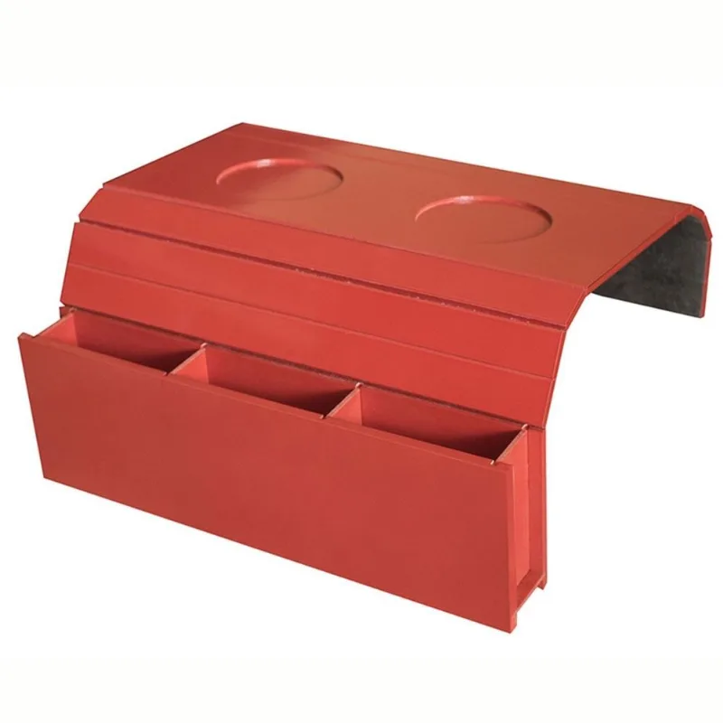 Bandeja Laqueada para Sofá Porta Copos Com Porta Controle Vermelho