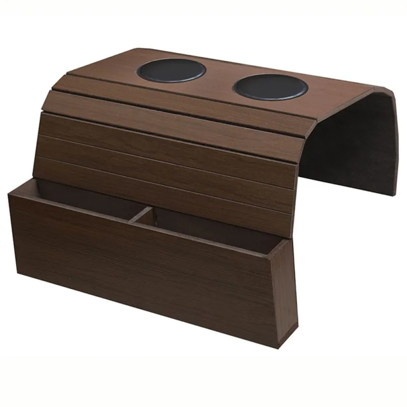 Bandeja Para Sofá Porta Copos Com Porta Controle Caixote Tabaco - Não Disponível - Decoração