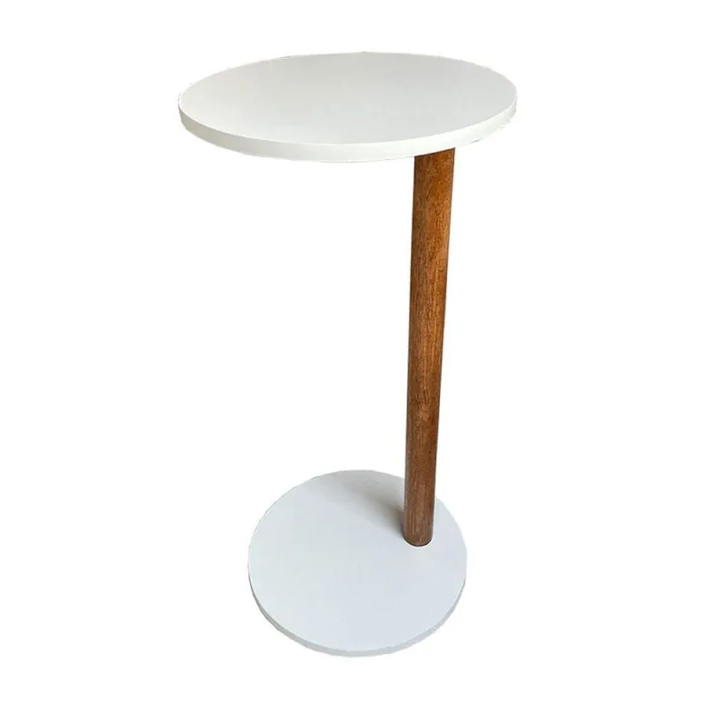 Mesa De Apoio Monopé Lateral Redonda Sofá Ou Cama Branca - Não Disponível - Móveis